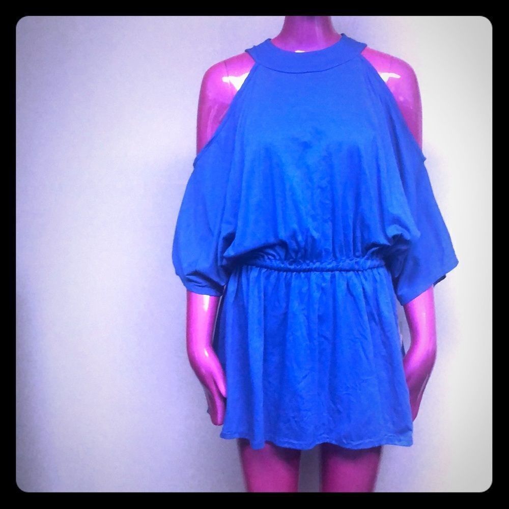 Columbian cotton cold shoulder short dress